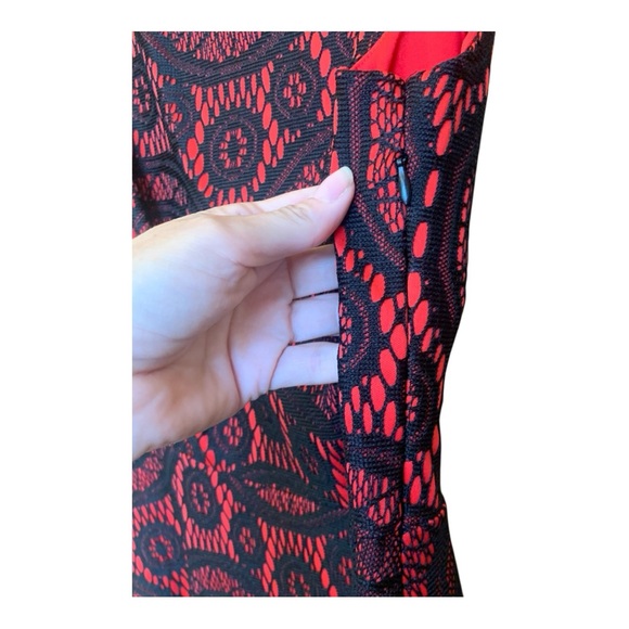 Enfocus Studio Red and Black Lace A-line Dress Sleeveless Mini Size 6 - Picture 4 of 11